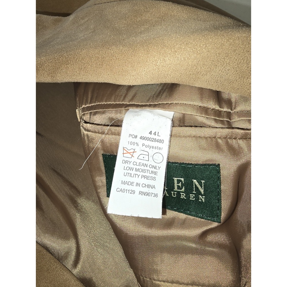 Lauren Ralph Lauren Men's Tan Suede Blazer Sports Coat Jacket Classic 44L -237 - Picture 6 of 9